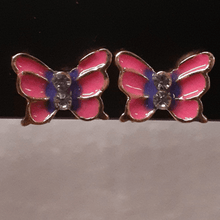 Cargar imagen en el visor de la galería, Small pink and purple centered butterfly with clear crystals
