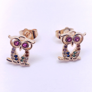 Hollow red eye Owl with multi color crystals