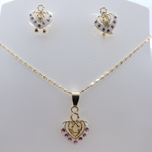 Load image into Gallery viewer, Infinity sign with Dual hollow heart and pink crystals (set)
