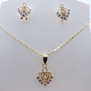 Infinity sign with Dual hollow heart and pink crystals (set)