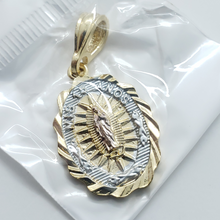 Load image into Gallery viewer, Tri color Our Lady of Guadalupe pendant for 15 year Birthday - Rosina Jewlery
