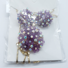 Cargar imagen en el visor de la galería, Purple blooming rose with clear crystals (set)
