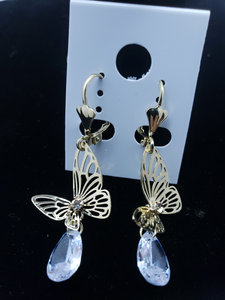 Flapping butterfly with a clear crystal