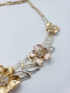 Gold rose design with clear crystals (set)