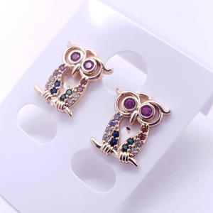 Hollow red eye Owl with multi color crystals