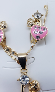 Pink heart with crystals and small hollow heart (set)