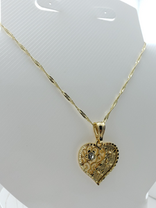 Heart with fireflies and a clear crystal - Rosina Jewlery