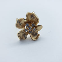 Cargar imagen en el visor de la galería, Gold rose design with clear crystals (set)
