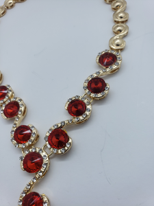 Large red crystal circles surrounded with clear crystals (set)