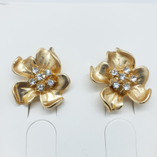 Load image into Gallery viewer, Gold rose design with clear crystals (set)
