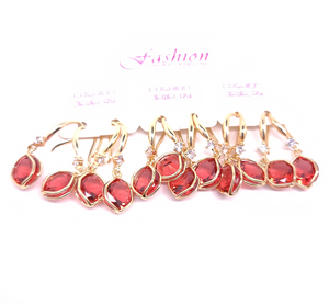 Red diamond crystal earrings