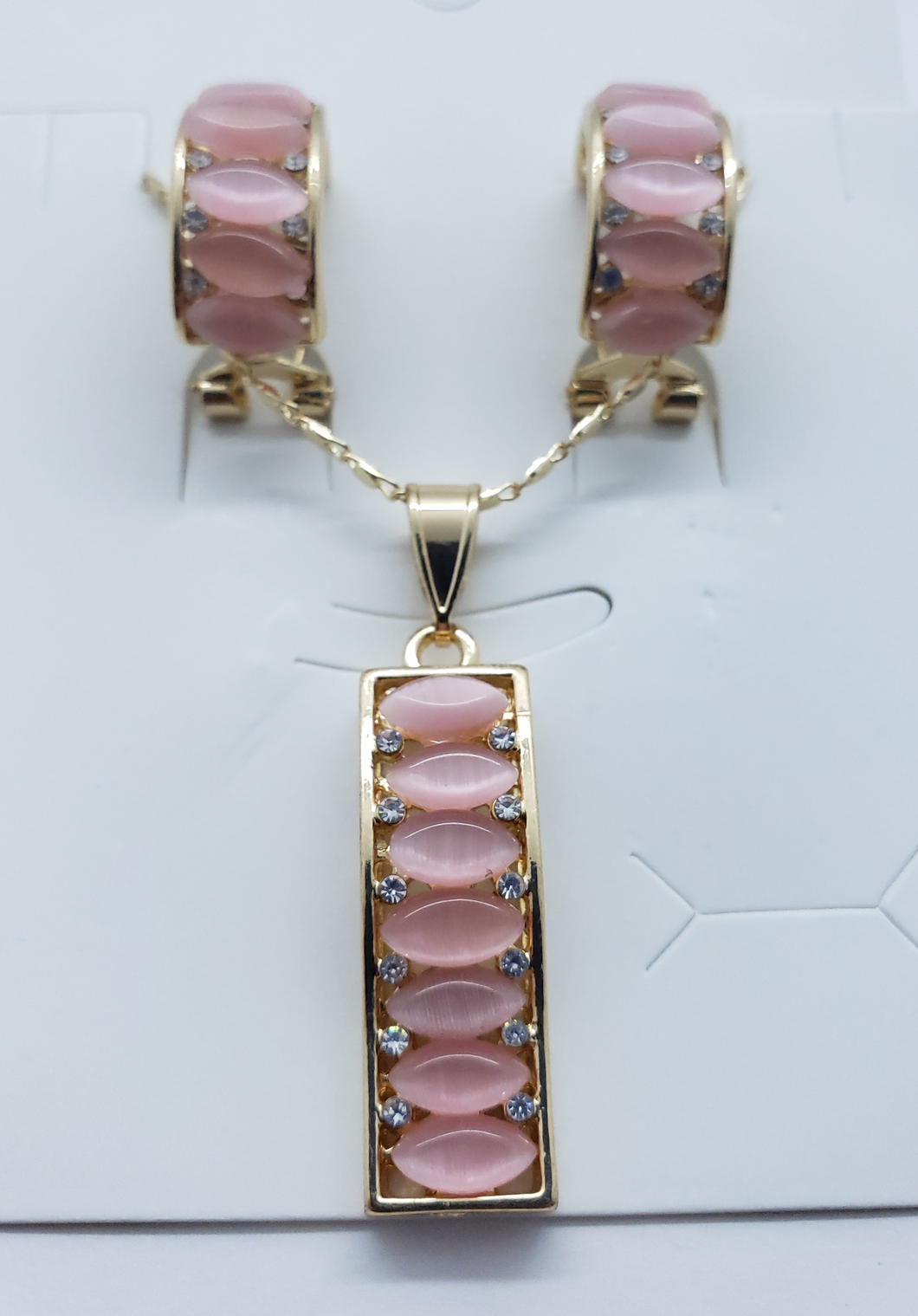 Pink Crystal row with clear crystals