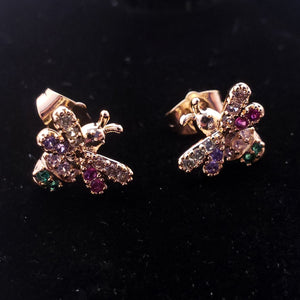 Flying Ant with multi color crystals (earring)