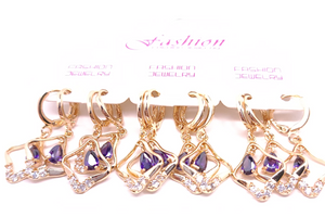 Hollow diamond shaped with hanging purple crystal