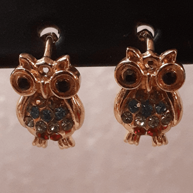 Small owl with multi colored crystals